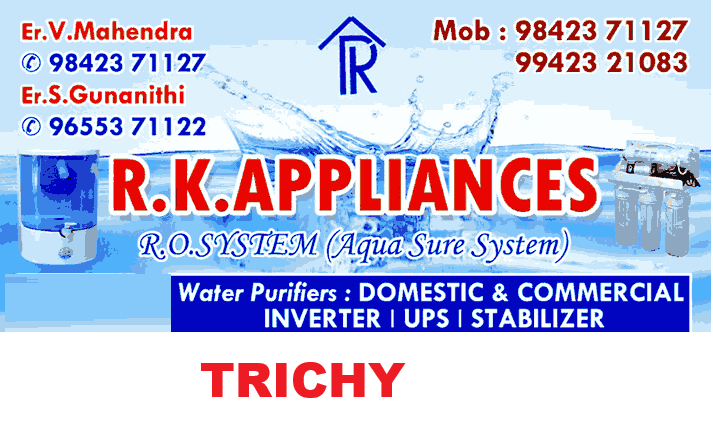RK Appliances RO Water Purifier dealers in Trichy